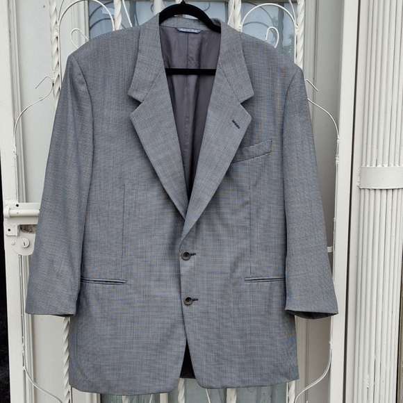 Canali Proposta Gray Houndstooth Dinner Jacket Made in Italy Men Size US 44R - Picture 7 of 13